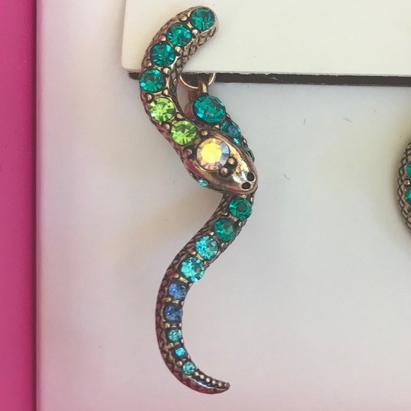 Betsey Johnson Earrings, Jeweled Snakes, New - Picture 3 of 5